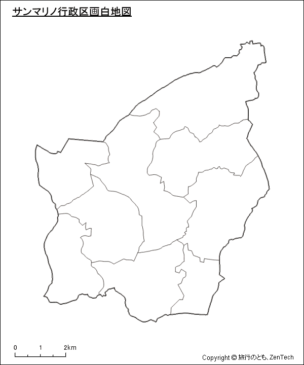 サンマリノ行政区画白地図
