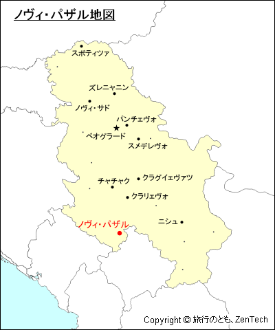 セルビアにおけるノヴィ・パザル地図