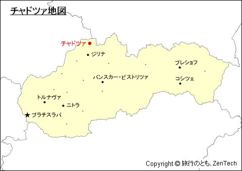 スロバキアにおけるチャドツァ地図