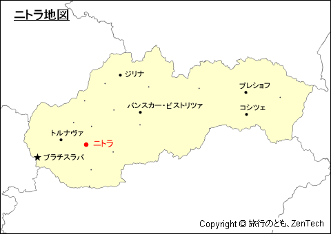 スロバキアにおけるニトラ地図