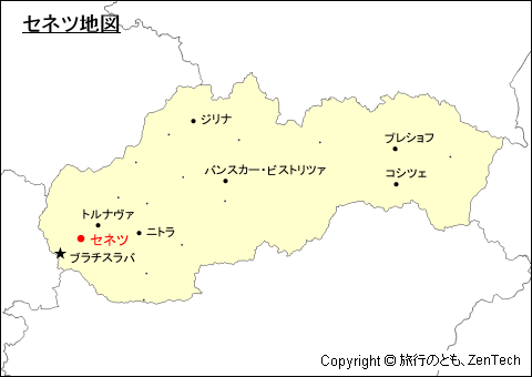 スロバキアにおけるセネツ地図