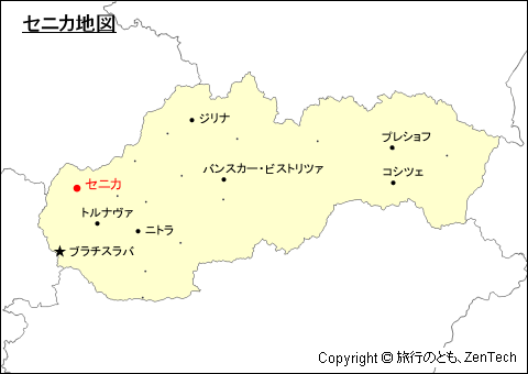 スロバキアにおけるセニカ地図
