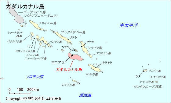ソロモン諸島ガダルカナル島地図