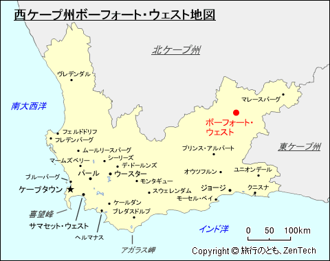 西ケープ州ボーフォート・ウェスト地図