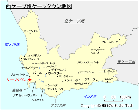 西ケープ州ケープタウン地図