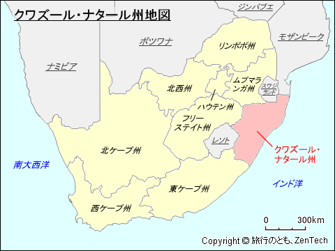 クワズール・ナタール州地図