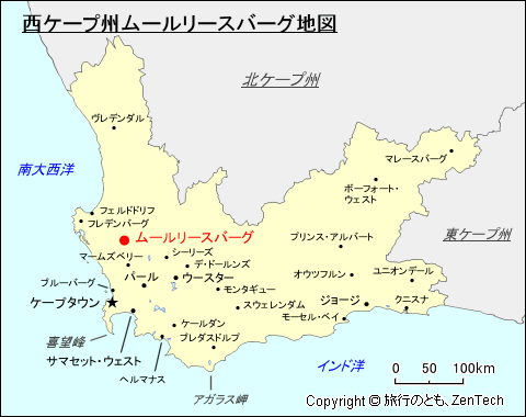 西ケープ州ムールリースバーグ地図
