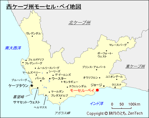 西ケープ州モーセル・ベイ地図