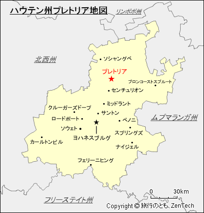 ハウテン州プレトリア地図