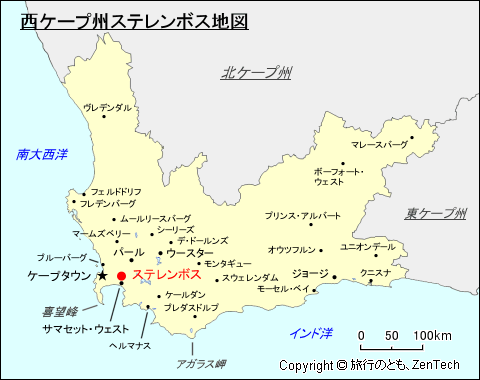 西ケープ州ステレンボス地図