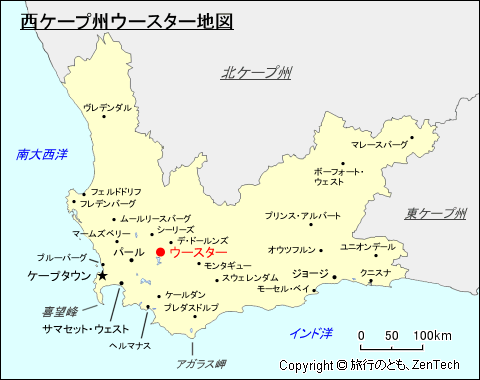 西ケープ州ウースター地図