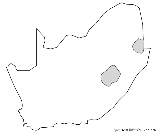 南アフリカ共和国白地図 南アフリカ共和国白地図