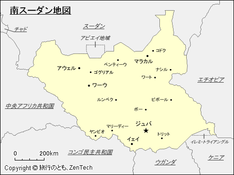 南スーダン地図