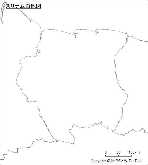 スリナム白地図 スリナム白地図