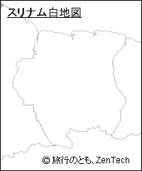 国境線と海岸線のみスリナム白地図