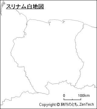 スリナム白地図 小サイズ