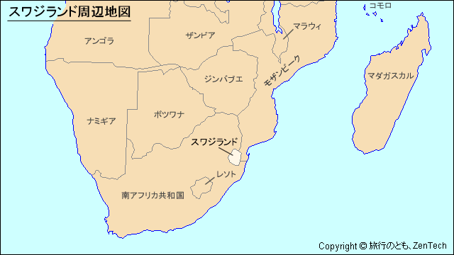 スワジランド周辺地図