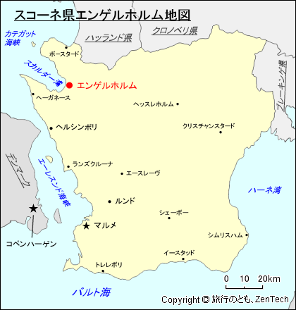 スコーネ県エンゲルホルム地図