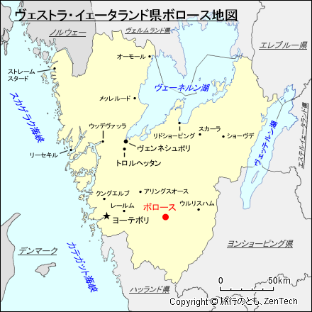 ヴェストラ・イェータランド県ボロース地図