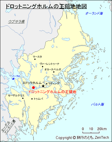 ストックホルム県ドロットニングホルムの王領地地図
