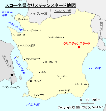 スコーネ県クリスチャンスタード地図