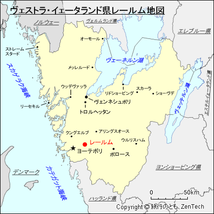 ヴェストラ・イェータランド県レールム地図