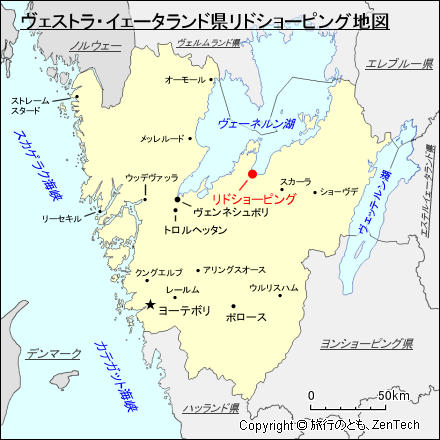 ヴェストラ・イェータランド県リドショーピング地図