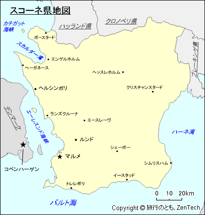 スコーネ県地図