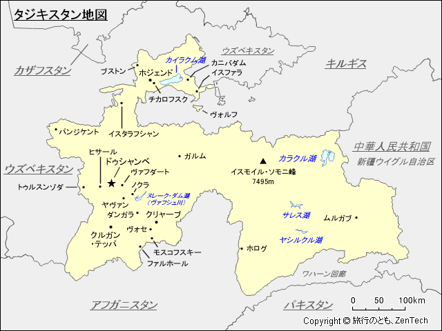 タジキスタン地図