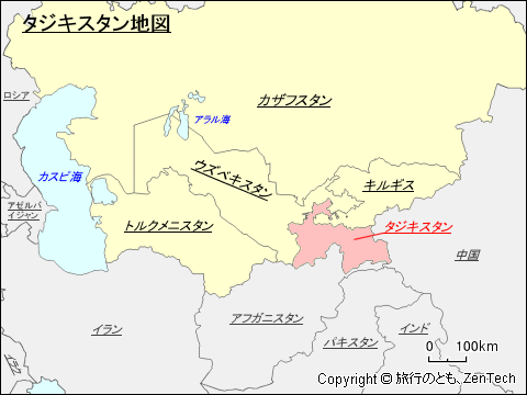 中央アジア タジキスタン地図