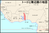 トーゴと周辺国の地図