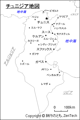 チュニジア地図