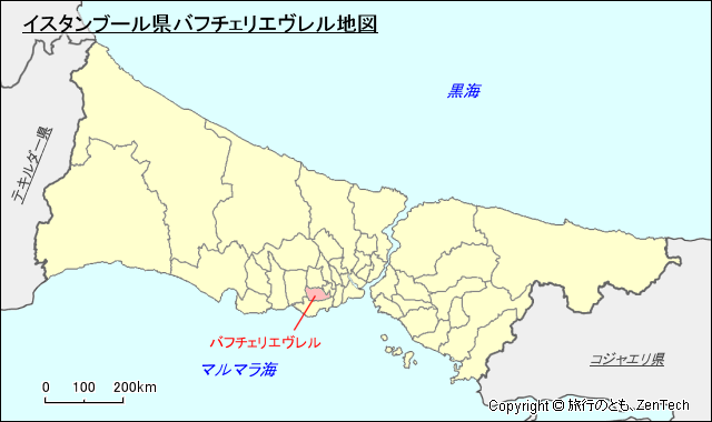 イスタンブール県バフチェリエヴレル地図