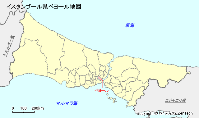 イスタンブール県ベヨール地図