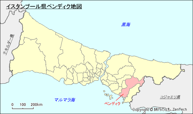 イスタンブール県ペンディク地図