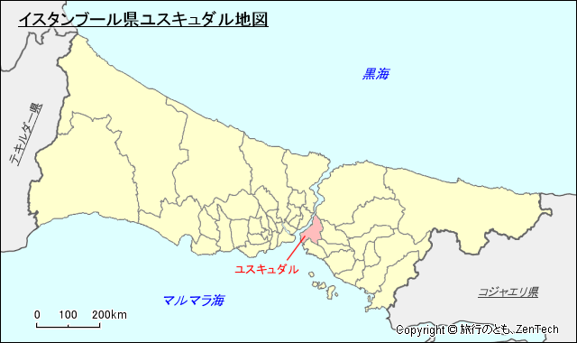 イスタンブール県ユスキュダル地図