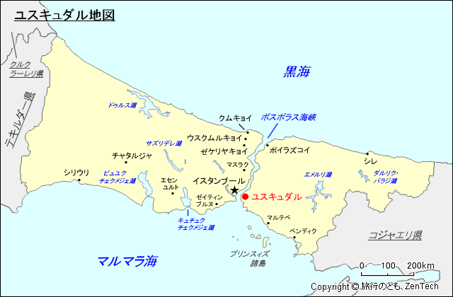 イスタンブール県ユスキュダル地図