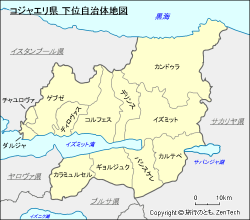 コジャエリ県 下位自治体地図