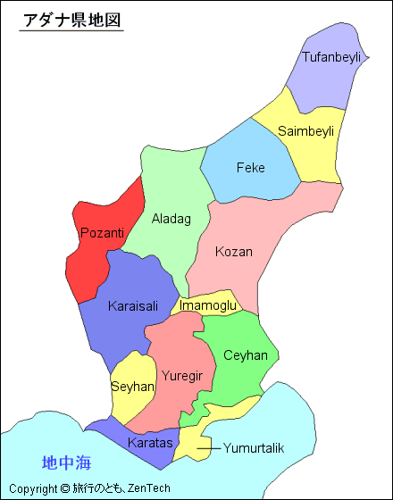 アダナ県地図
