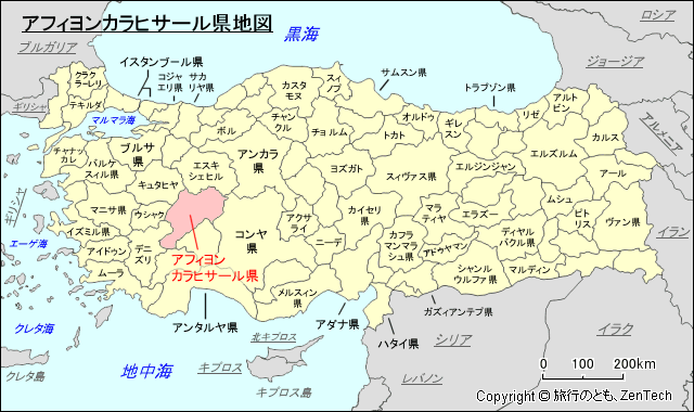 アフィヨンカラヒサール県地図