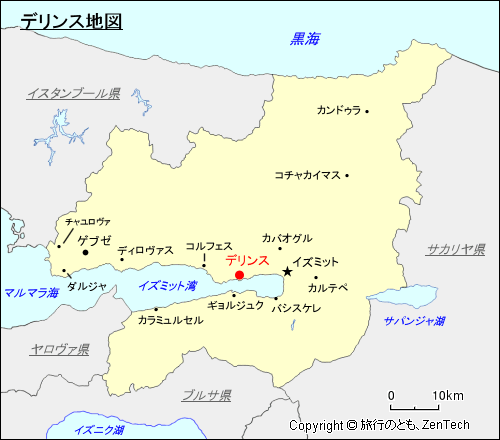 コジャエリ県デリンス地図