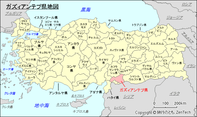 ガズィアンテプ県地図