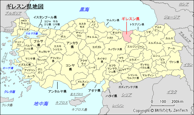 ギレスン県地図