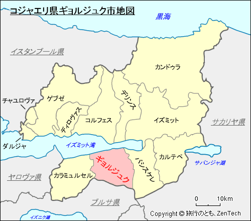 コジャエリ県ギョルジュク市地図