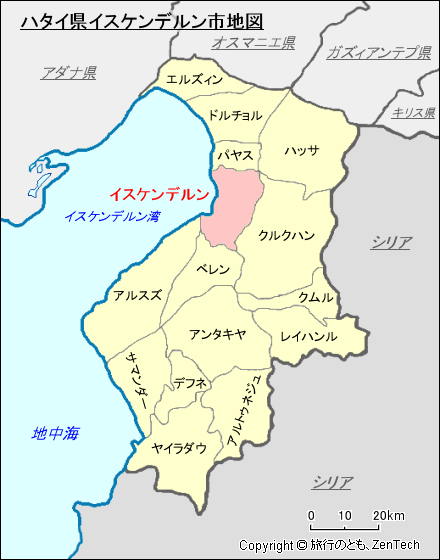 ハタイ県イスケンデルン市地図