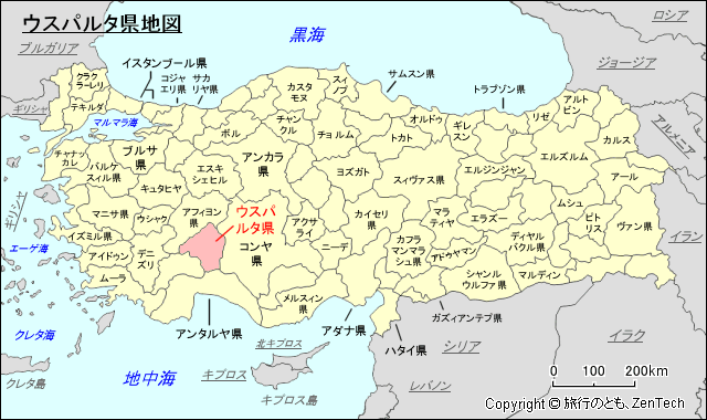 ウスパルタ県地図