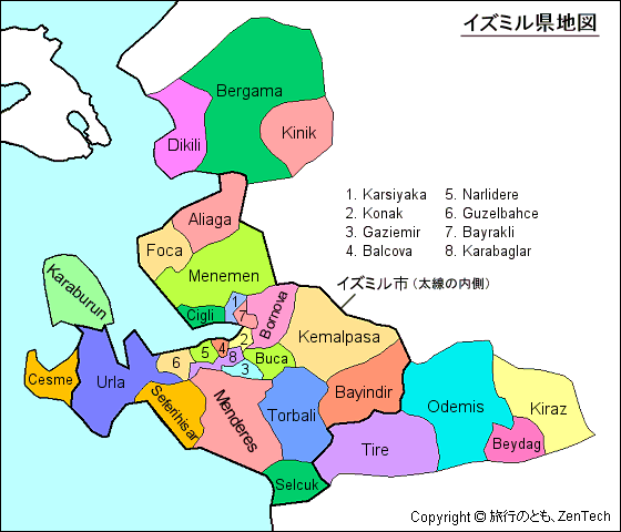 イズミル県地図 イズミル県地図