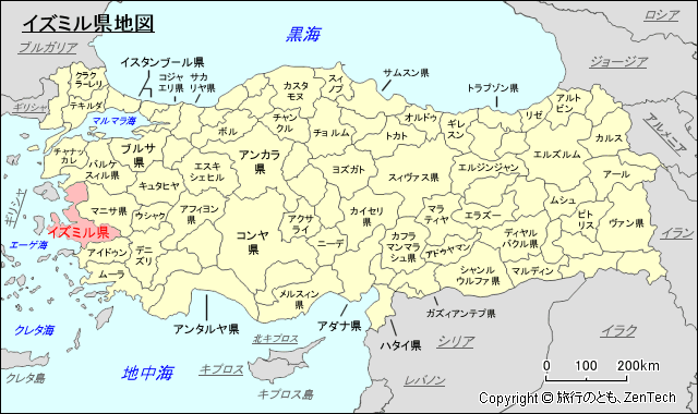 イズミル県地図
