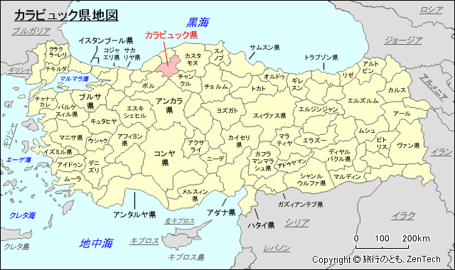 カラビュック県地図