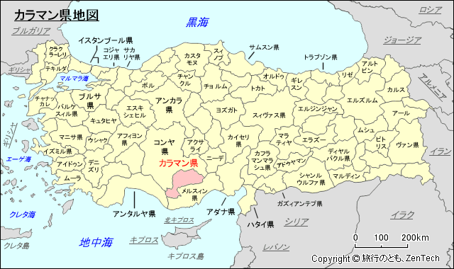 カラマン県地図